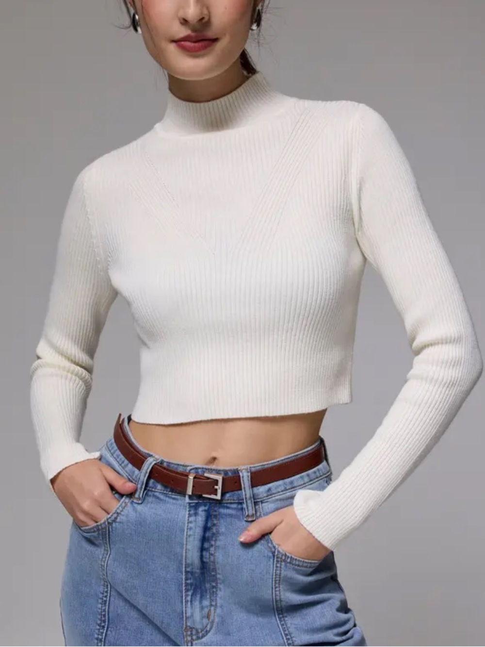 Love Bonito Knit Turtle Neck Crop Sweater